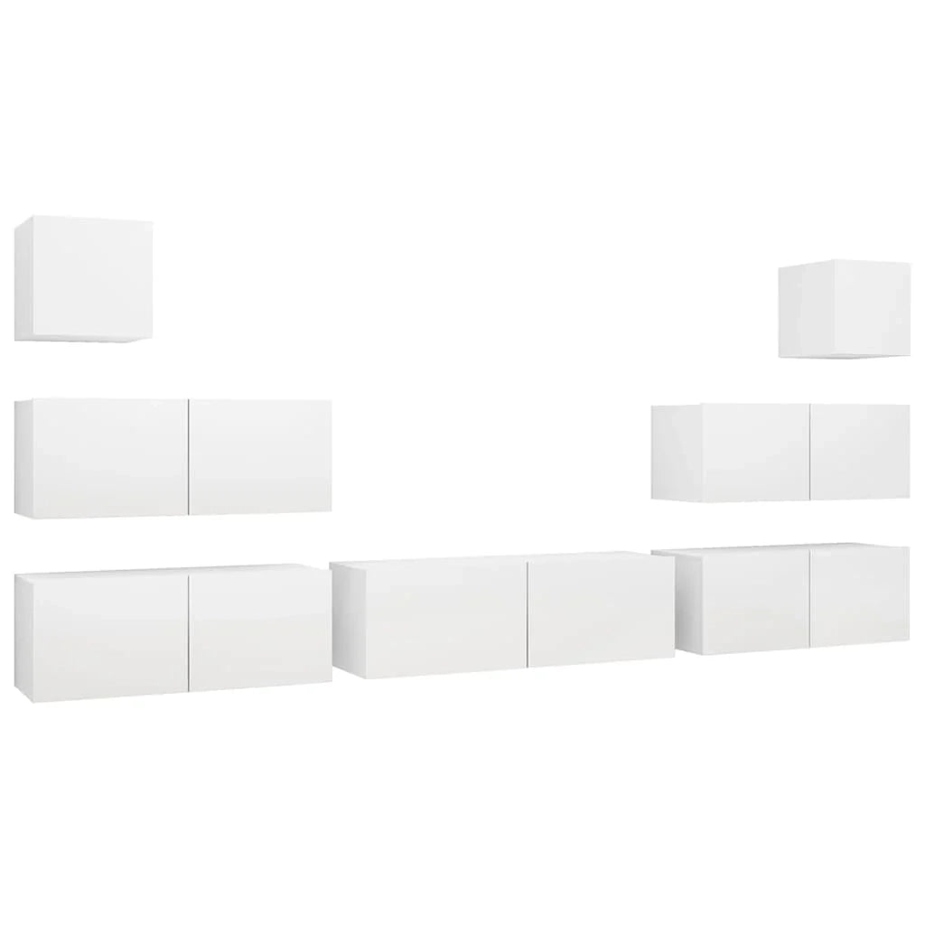 Set di mobili da 7 pezzi tra cui armadio credenza mobile TV televisore per soggiorno camera da letto salotto legno ingegnerizzato bianco 02_0025143