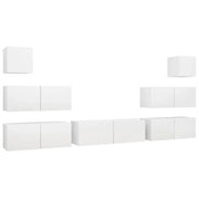 Set di mobili da 7 pezzi tra cui armadio credenza mobile TV televisore per soggiorno camera da letto salotto legno ingegnerizzato bianco 02_0025143