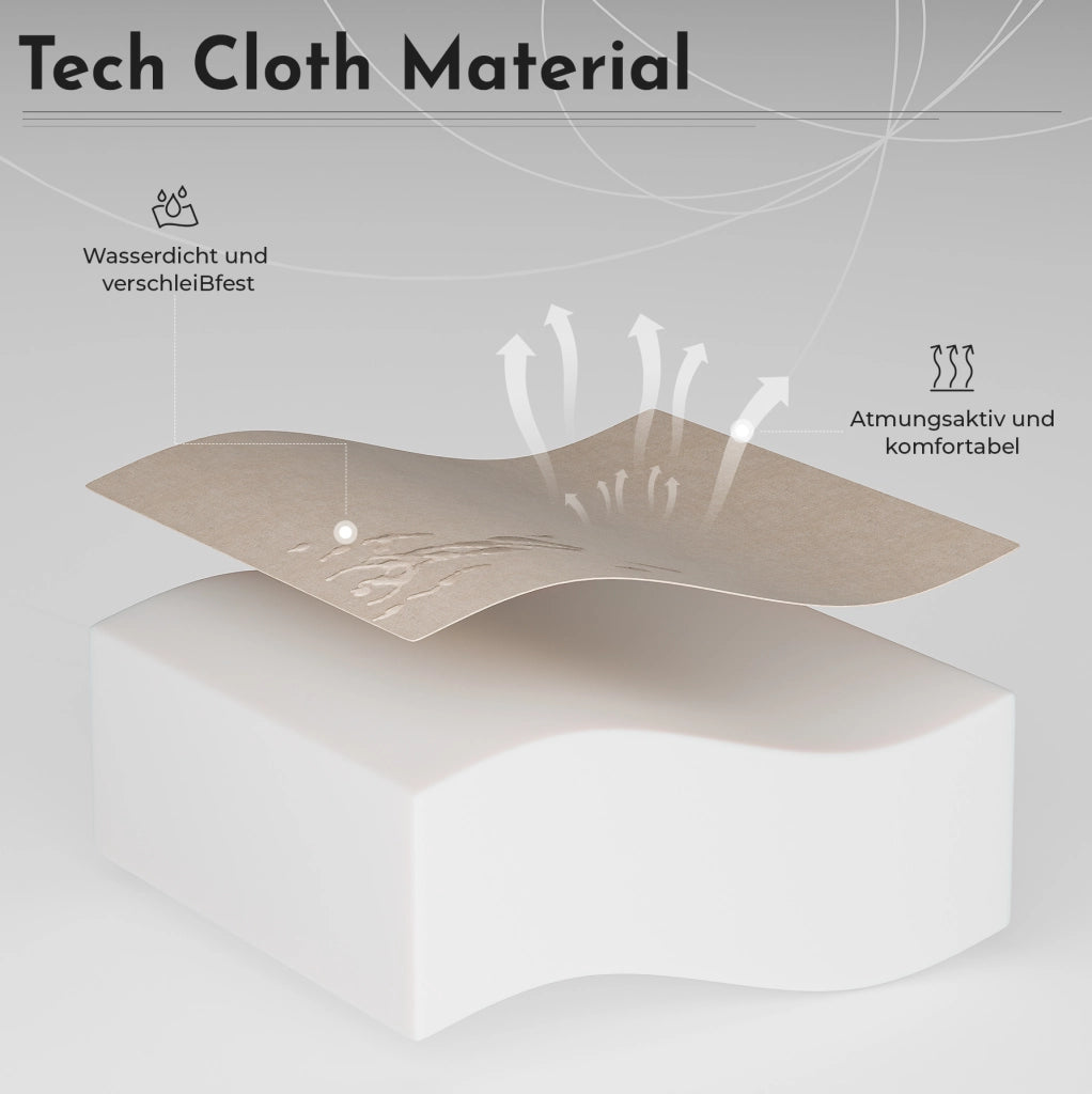 Sedia da ufficio ergonomica in tessuto tecnico beige; reclinabile; con supporto lombare e poggiapiedi