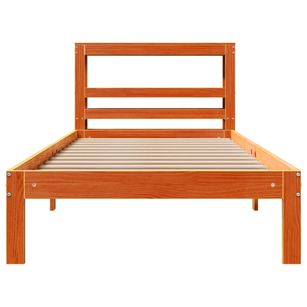 Letto senza Materasso Marrone Cera 100x200 cm in Legno di Pino