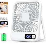 Ventilatore da tavolo, portatile, caricabile via USB, 180° girevole e pieghevole - Bianco