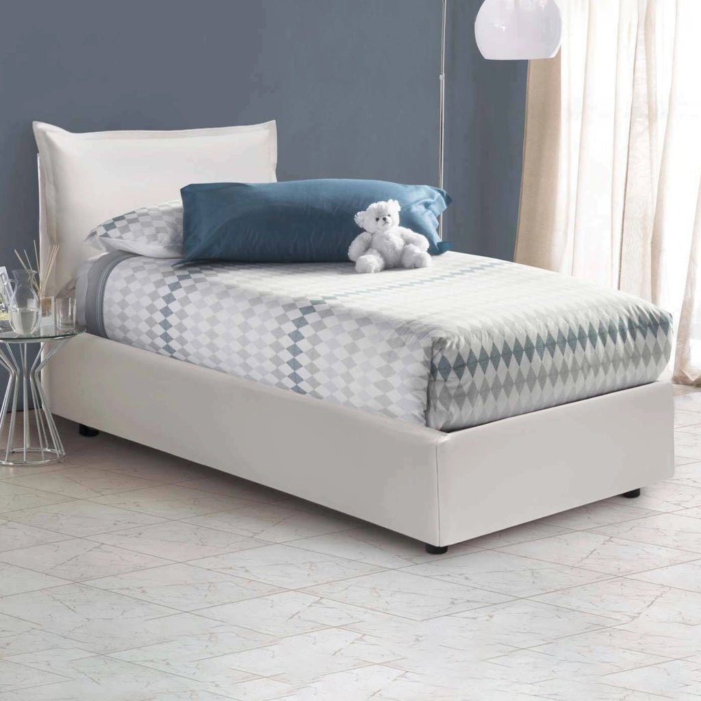 Alzavola, Letto Singolo Materasso Incluso Made in Italy, Bianco