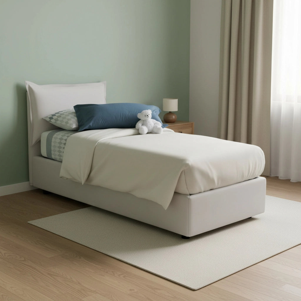 Alzavola, Letto Singolo Materasso Incluso Made in Italy, Bianco