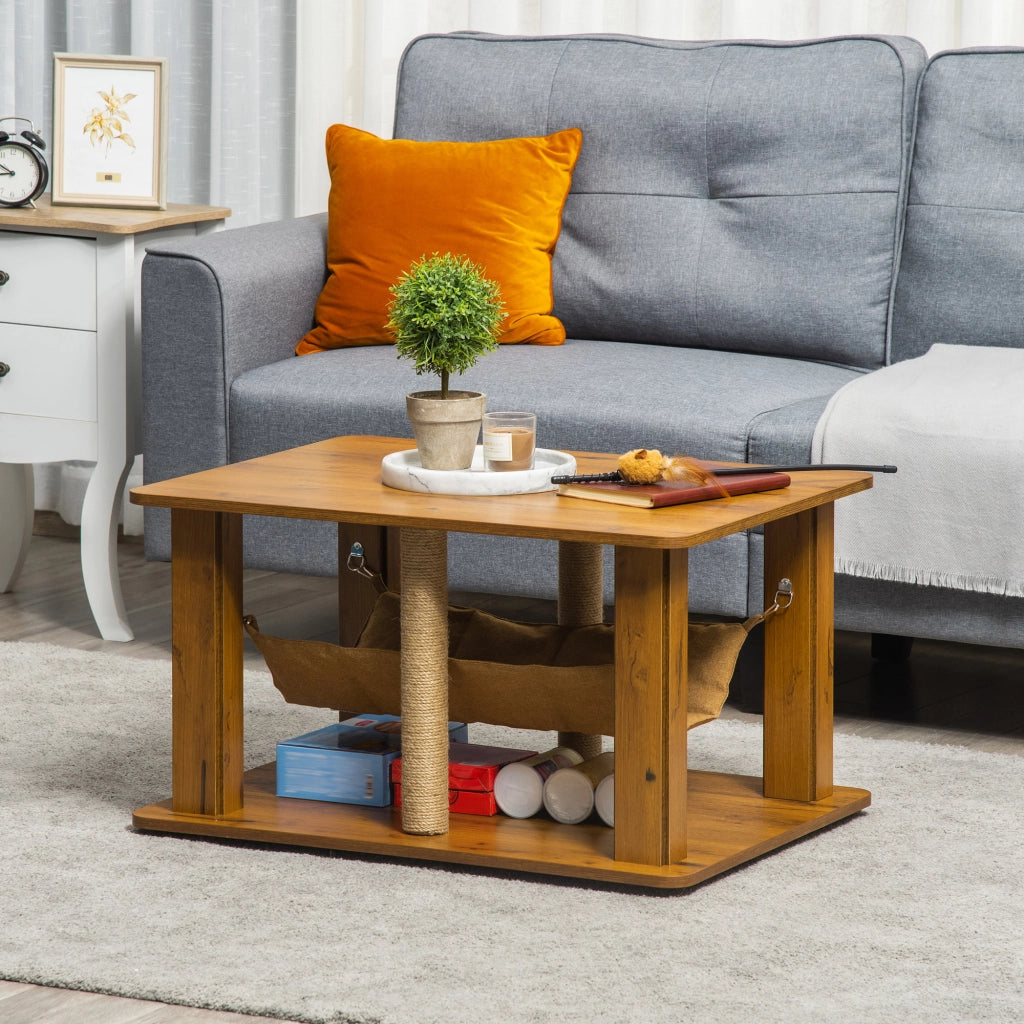 Tavolino per Gatti con 2 Posti Graffi e Ripiano ¨C Zephmum ¨C 79x59x45,5 cm Marrone
