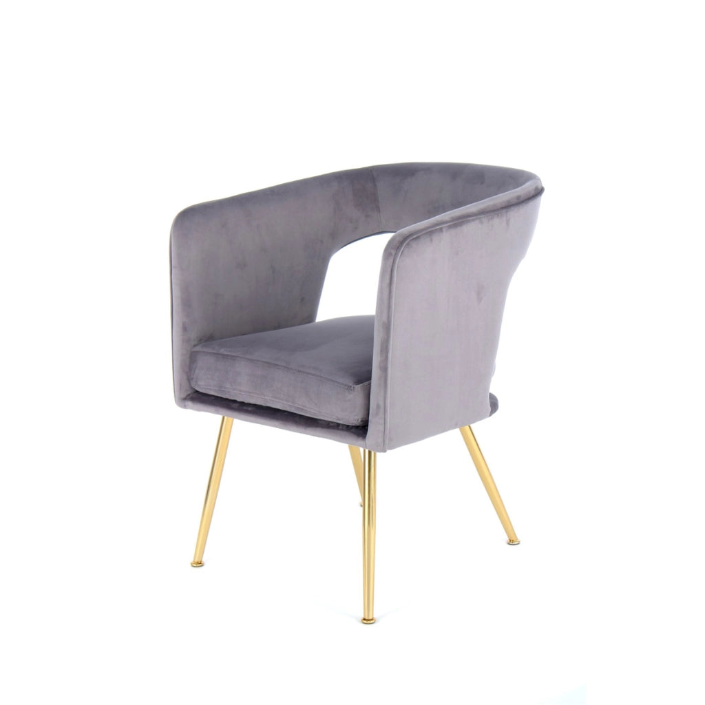 Poltroncina imbottita Jolene in velluto grigio e oro