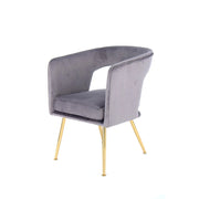 Poltroncina imbottita Jolene in velluto grigio e oro