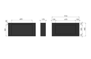 Camino a Bioetanolo da Parete 91x44 cm Blackbox 910 Nero con Vetro