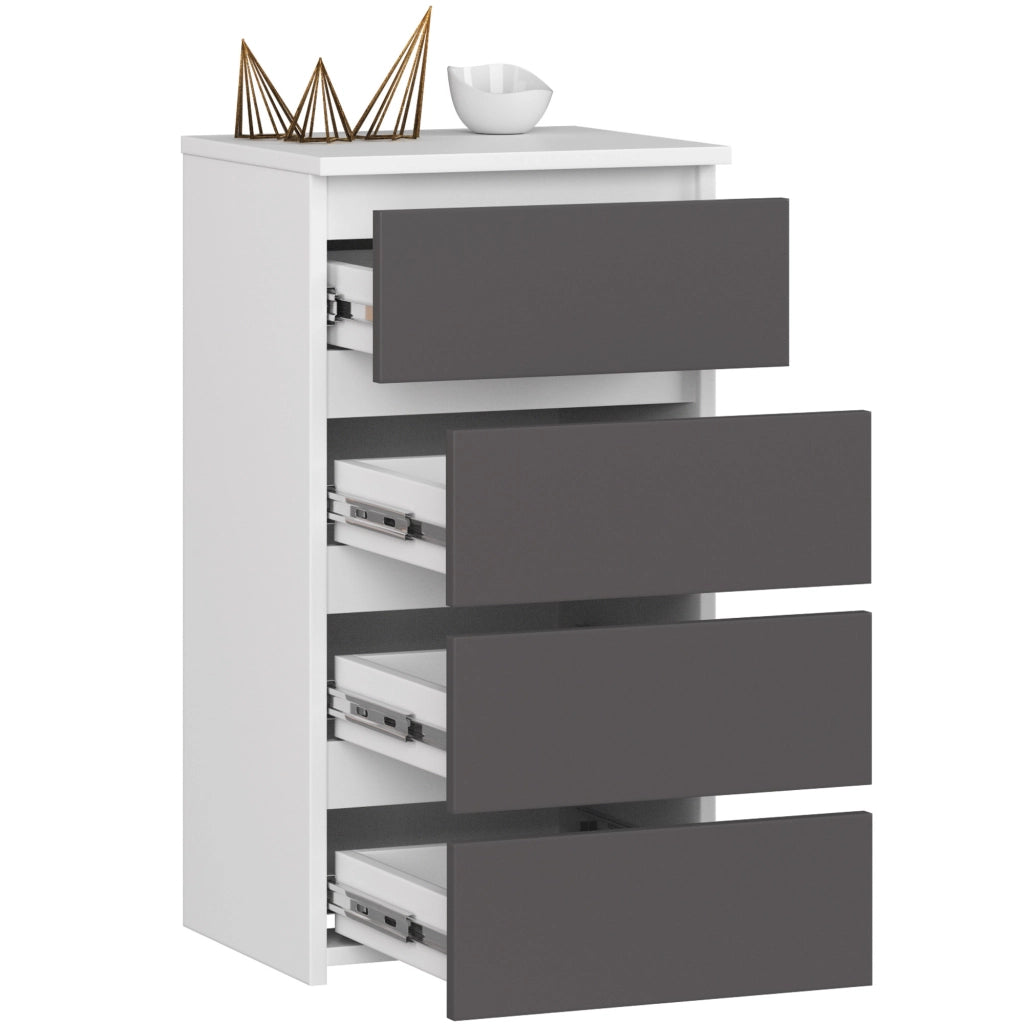 Cassettiera AKORD CL4 Cassettiera Bianca 40 cm 4 cassetti inserto frontale Grigio Grafite 40x35x74 cm
