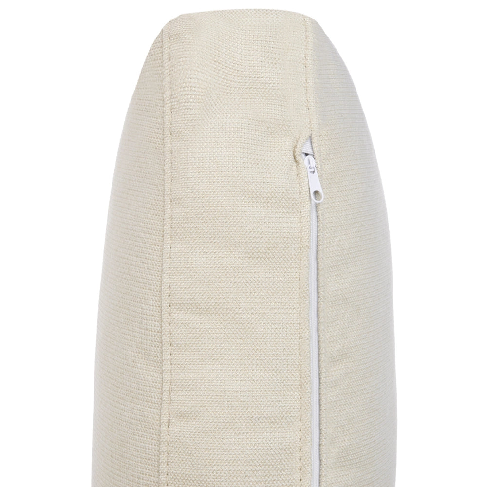 Divano moderno ad angolo con gambe in plastica in tessuto beige chiaro lato sinistro