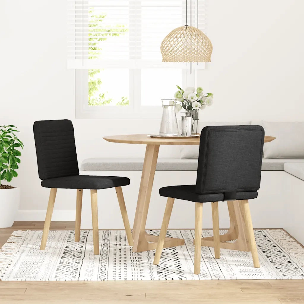 Sedie da Pranzo 2 pz | Sedie da cucina Nere in Tessuto