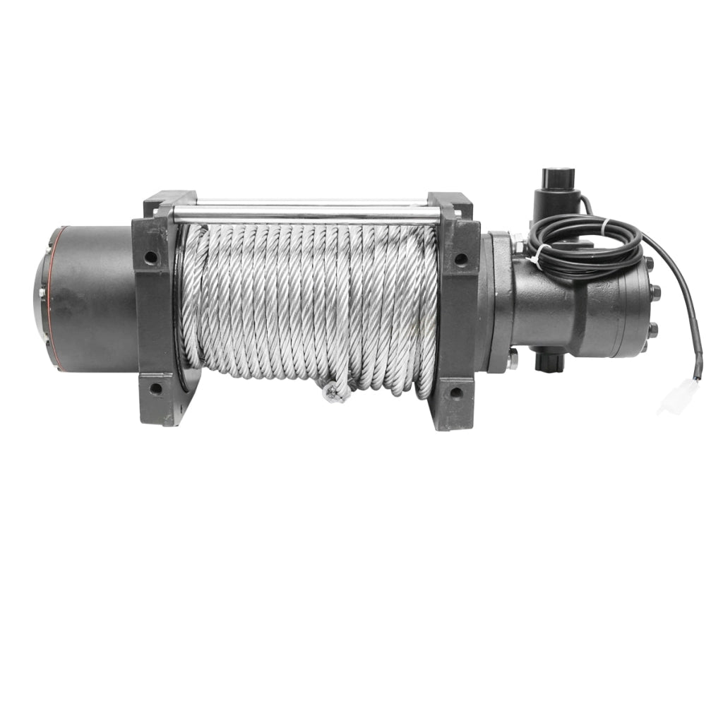 Verricello idraulico completo con telecomando, cavo in acciaio, tensione di alimentazione 12V, carico massimo 6T (13300 libbre)