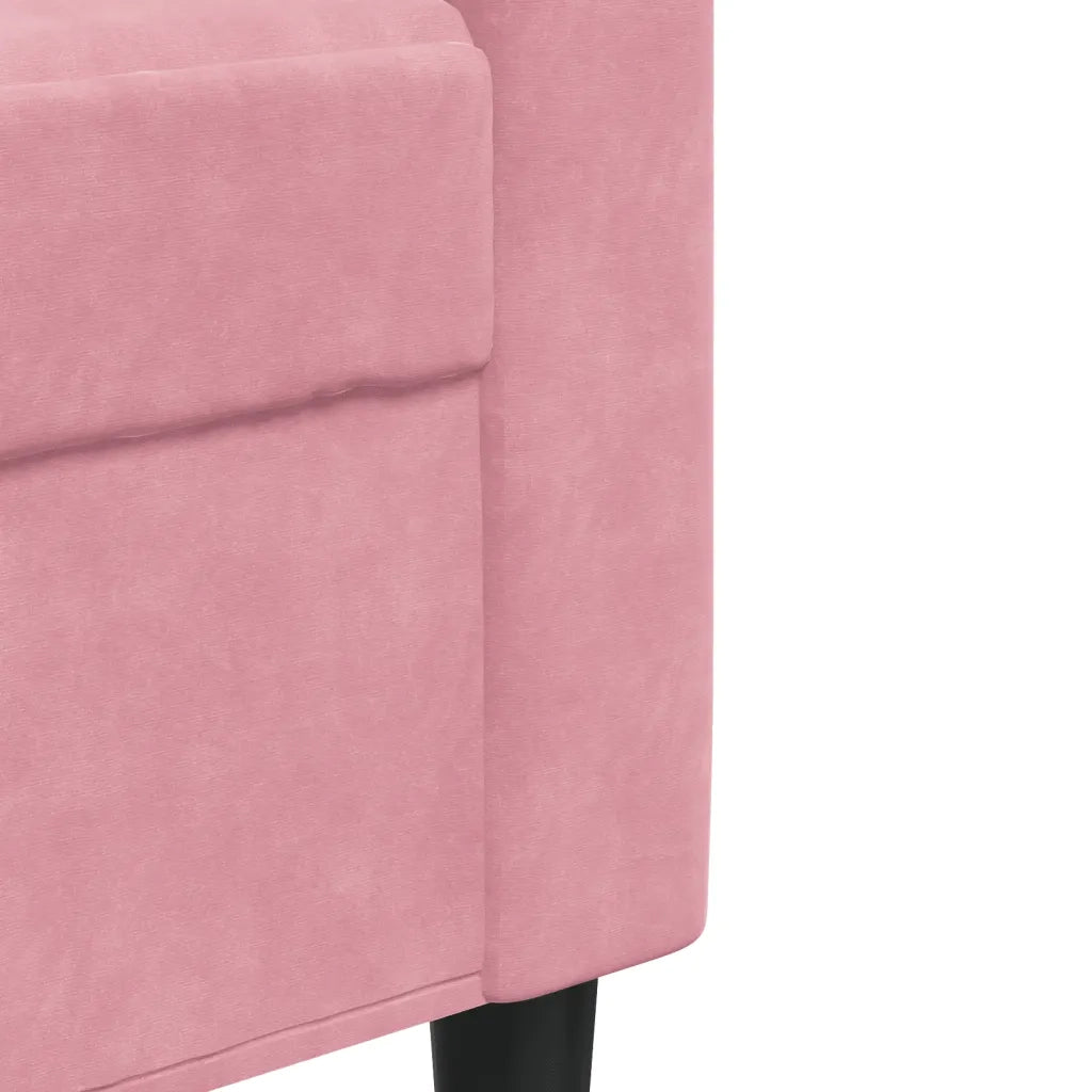 Set di Divani 4 pz con Cuscini e Rinforzi rosa in Velluto