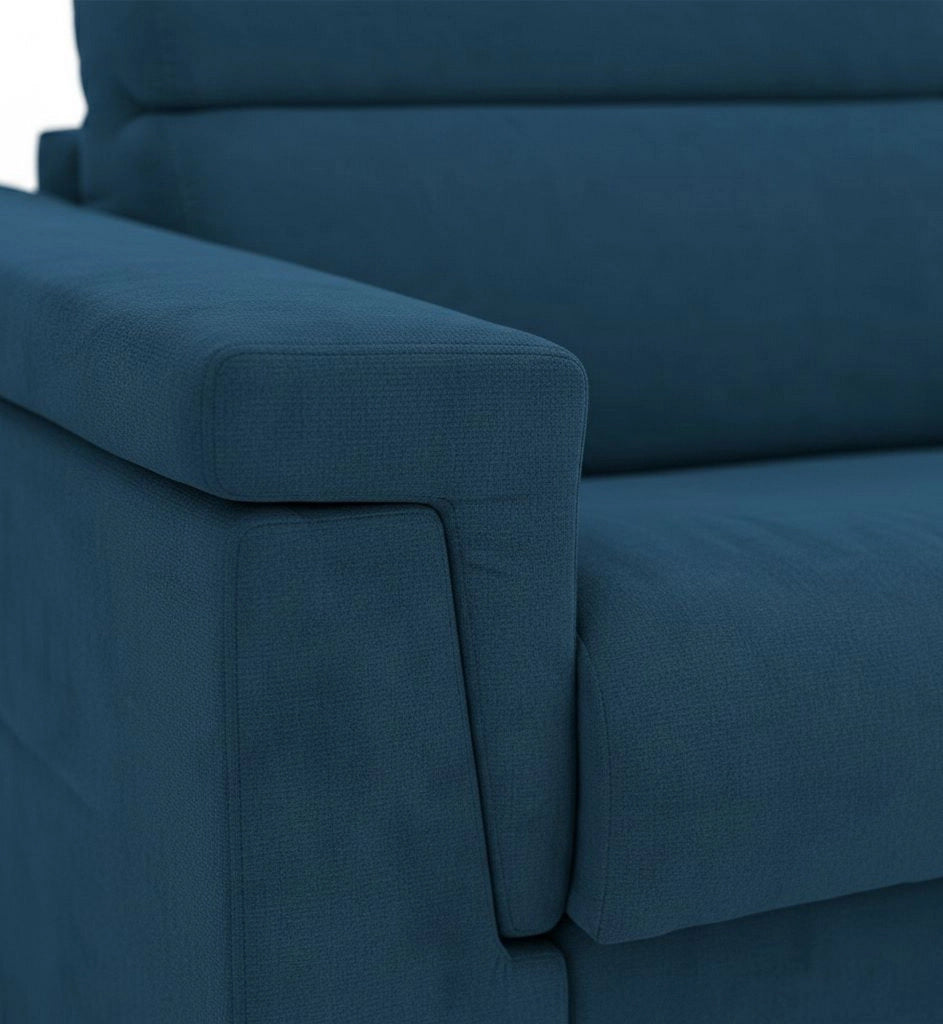 Flaibano, Divano Fisso 2 Posti Sfoderabile Made in Italy, 205x95x100h cm blu