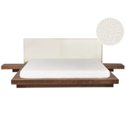 Letto ad acqua in stile giapponese marrone Testiera bouclè EU King Size 180 x 200 cm Camera da letto in legno