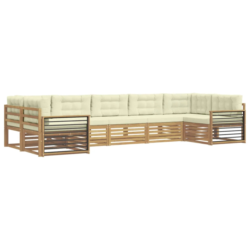 Set di divani da esterno con cuscino 7 pcs Bianco e Crema 3391095