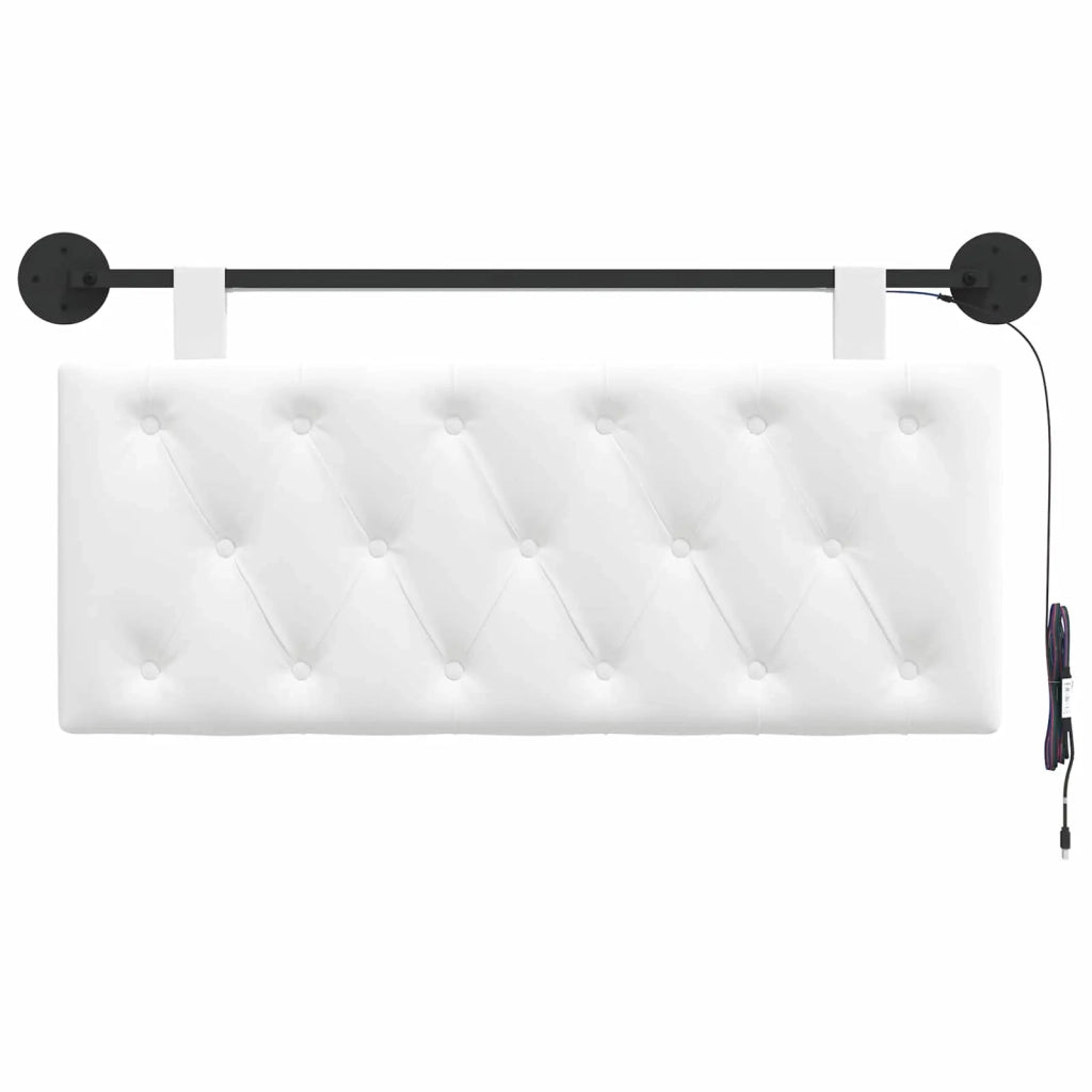 Testiera sospesa Con luce LED Bianco Tessuto