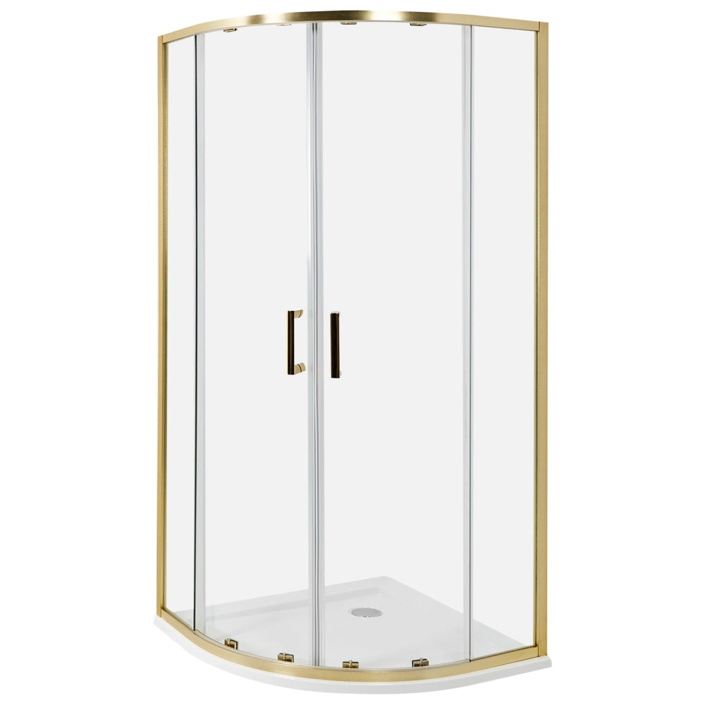 Box Doccia Semicircolare Vetro Temperato Doppia Porta oro 90 x 90 x 185 cm bagno