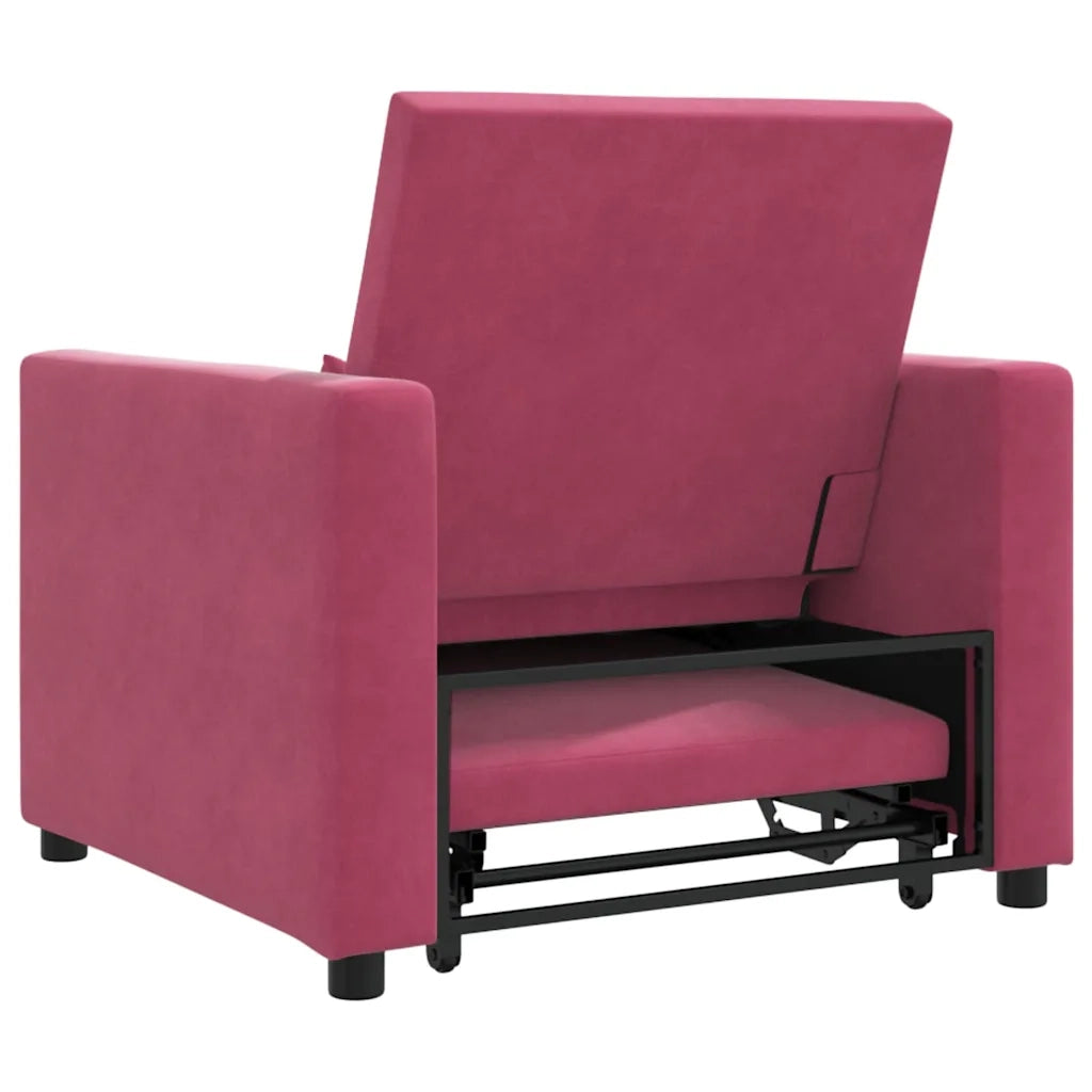 Divano letto estraibile singolo con ruote Rosso vino Velluto 42002702