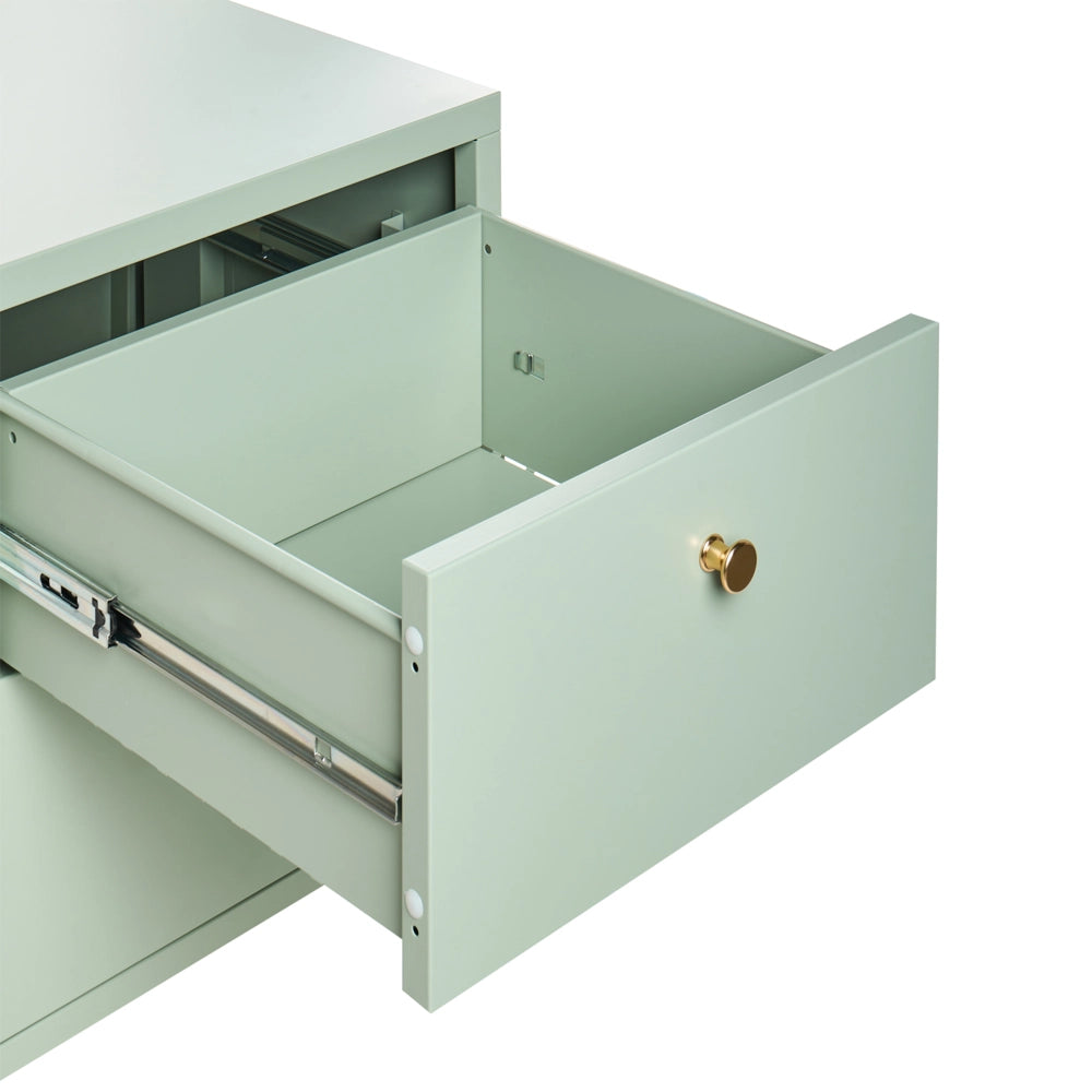 Comodino industriale moderno in acciaio 2 cassetti verde menta Design Industriale Mobili Contenitori