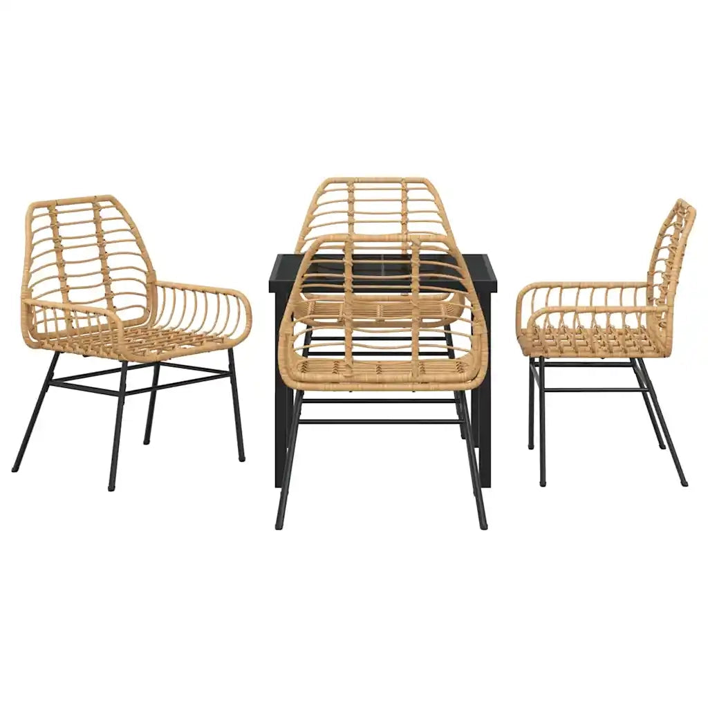 Set da Pranzo per Giardino 5 pcs Marrone polyrattan 3380849