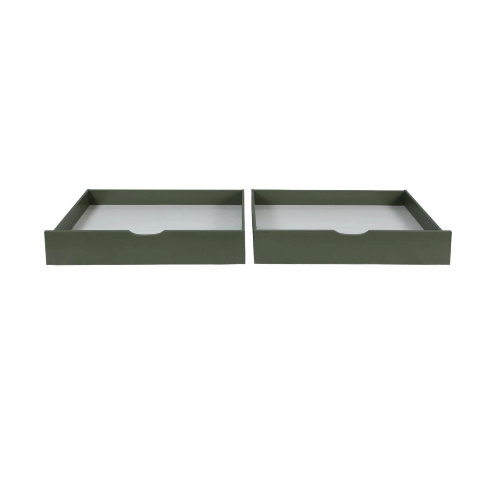 Cassettone letto per bambini roya in legno di pino, set da 2, verde