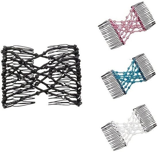 Accessori capelli elastici con doppia pinza con perle cristalline per donne e ragazze - adatto per capelli spessi o sottili - accessori capelli duraturi e soffici