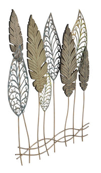 Pannello e Legno Foglie 75x2,5x87 cm in Ferro e MDF Oro e Argento