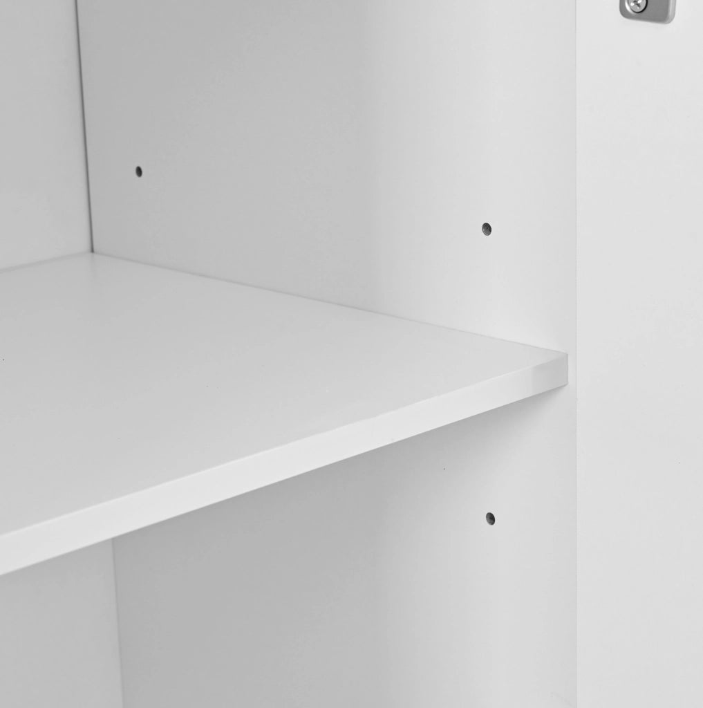 Sideboard moderno bianco con LED, vetrina e 3 cassetti