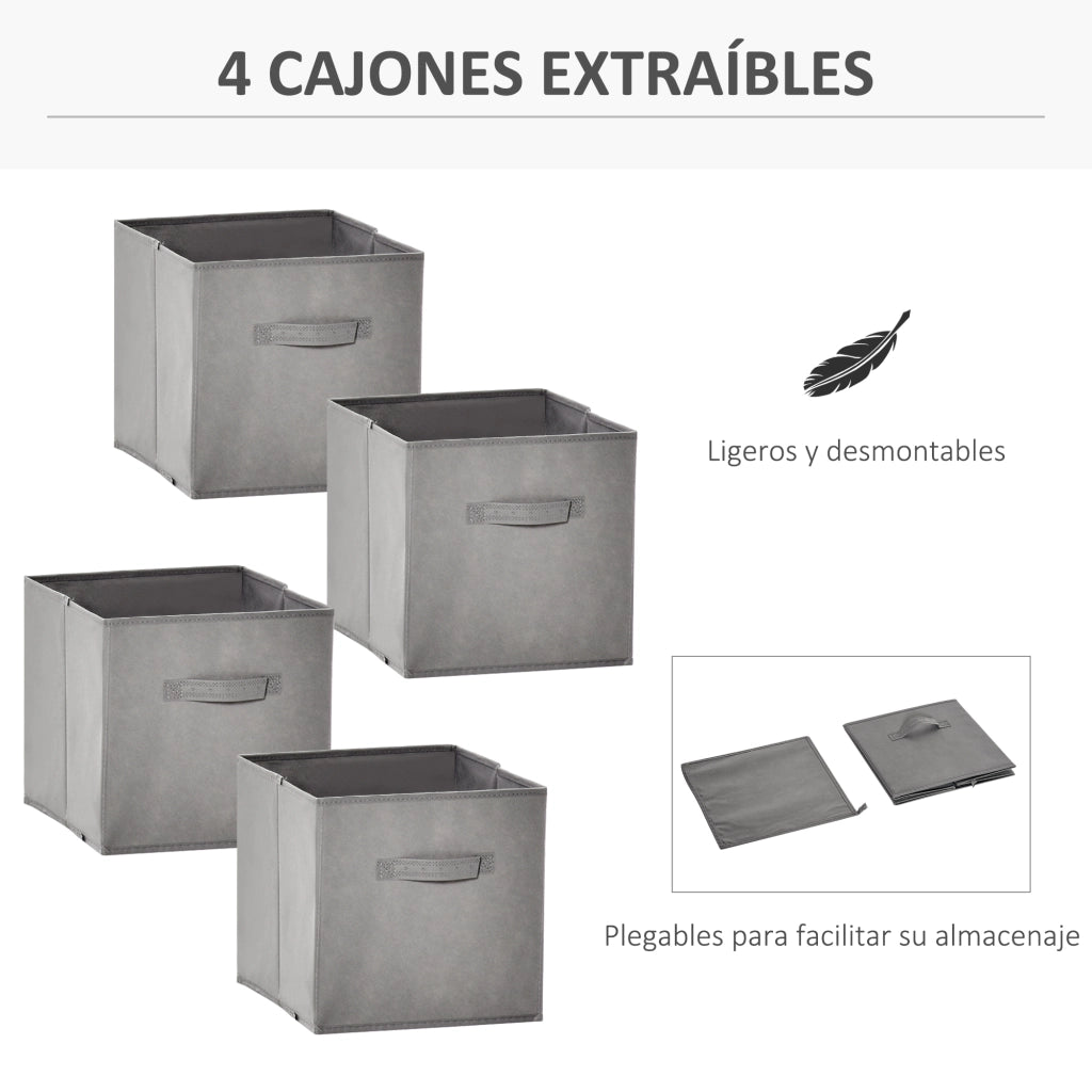Libreria Modulare 8 Cubi con 4 Cassetti ¨C Zephmum ¨C Bianco e Grigio 61.5x30x121.6 cm