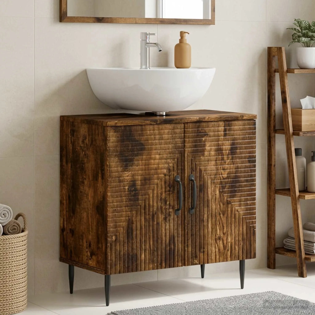 Armadio per Lavabo da Bagno HAARLEM Rovere Fumo 896790