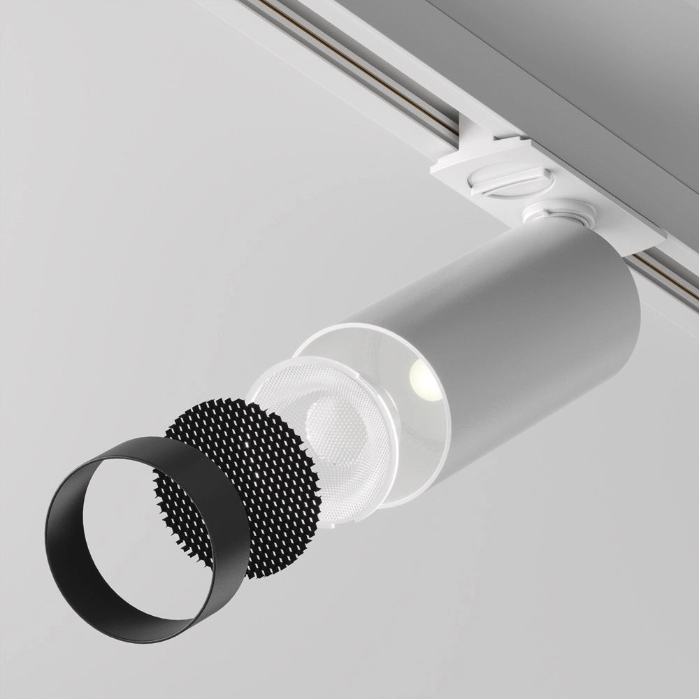 Faretto Per Binario Focus Led Moderno Alluminio Bianco 1 Luce Naturale
