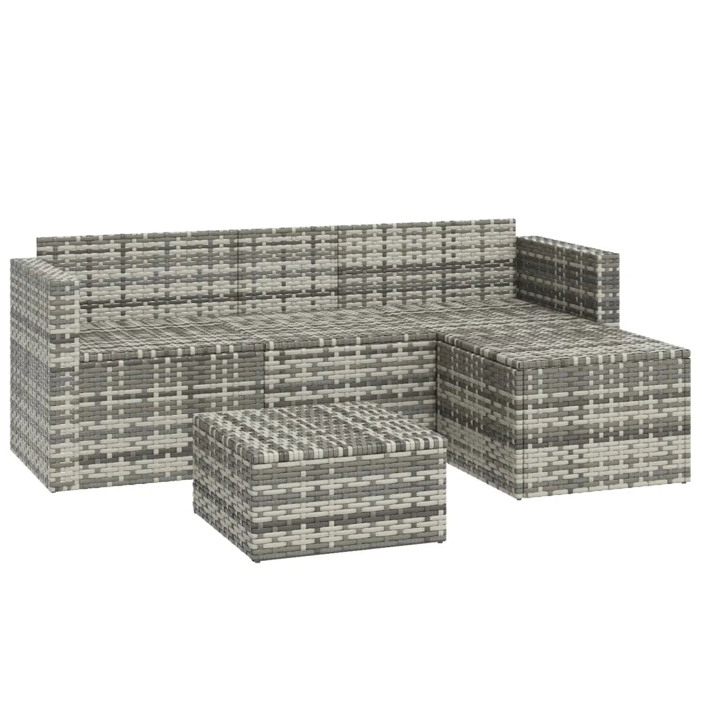 Set Divani da Giardino 3 pz | Set Salotto da Giardino con Cuscini in Polyrattan Grigio