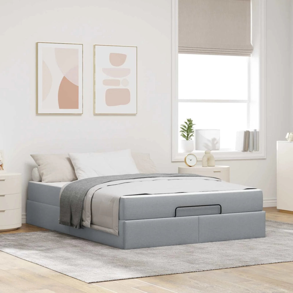 Struttura letto con materasso 2 pcs Grigio chiaro Tessuto
