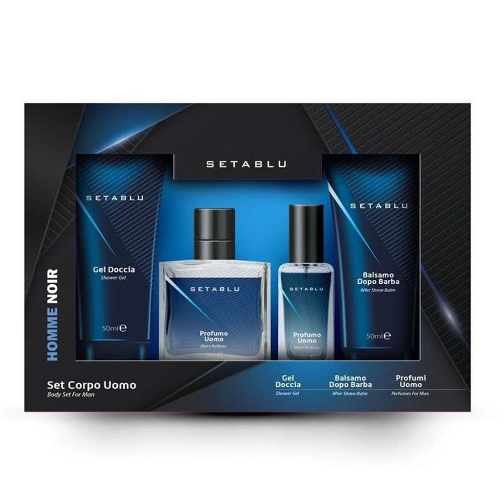 Trade Shop - Set Regalo Corpo Uomo 4pz Con Gel Doccia Balsamo Dopobarba Profumo Fragranza Elegante Decisa -