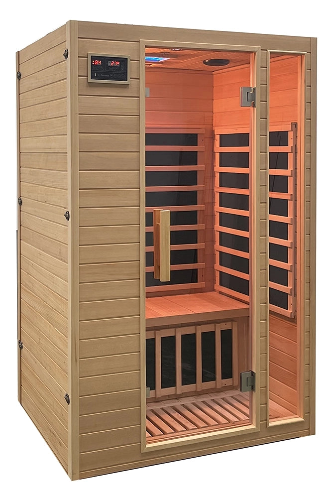 Sauna ad infrarossi 97x120 cm H188 in legno Hemlock con radio integrata | Oulu
