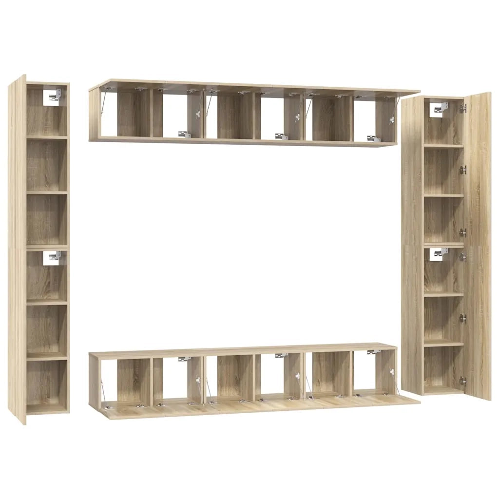 Set di Mobili Porta TV 10 pz Rovere Sonoma in Legno Multistrato 3078980