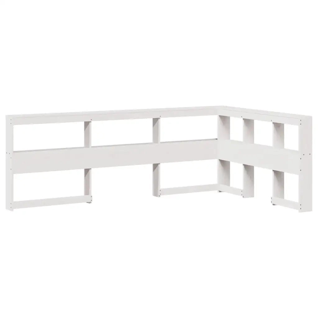 Letto Libreria senza Materasso-Struttura Letto con contenitore Bianco 90x190 cm Massello Pino 686697