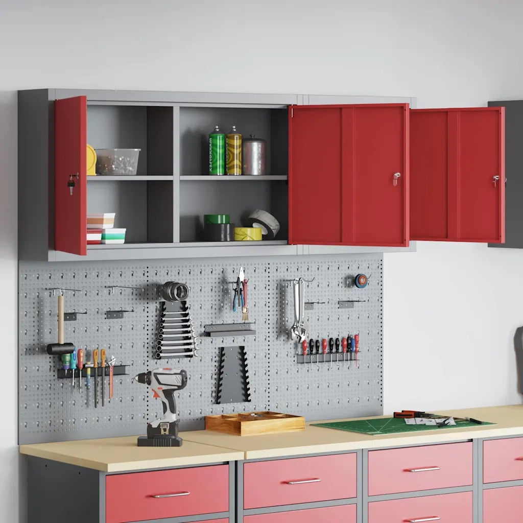 Set di armadi per attrezzi con lo scaffale 5 pcs Rosso 3321401
