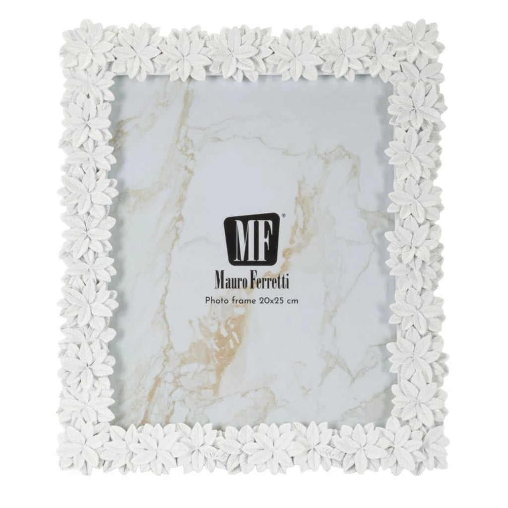 Cornice portafoto Romantica in poliresina effetto gesso bianco