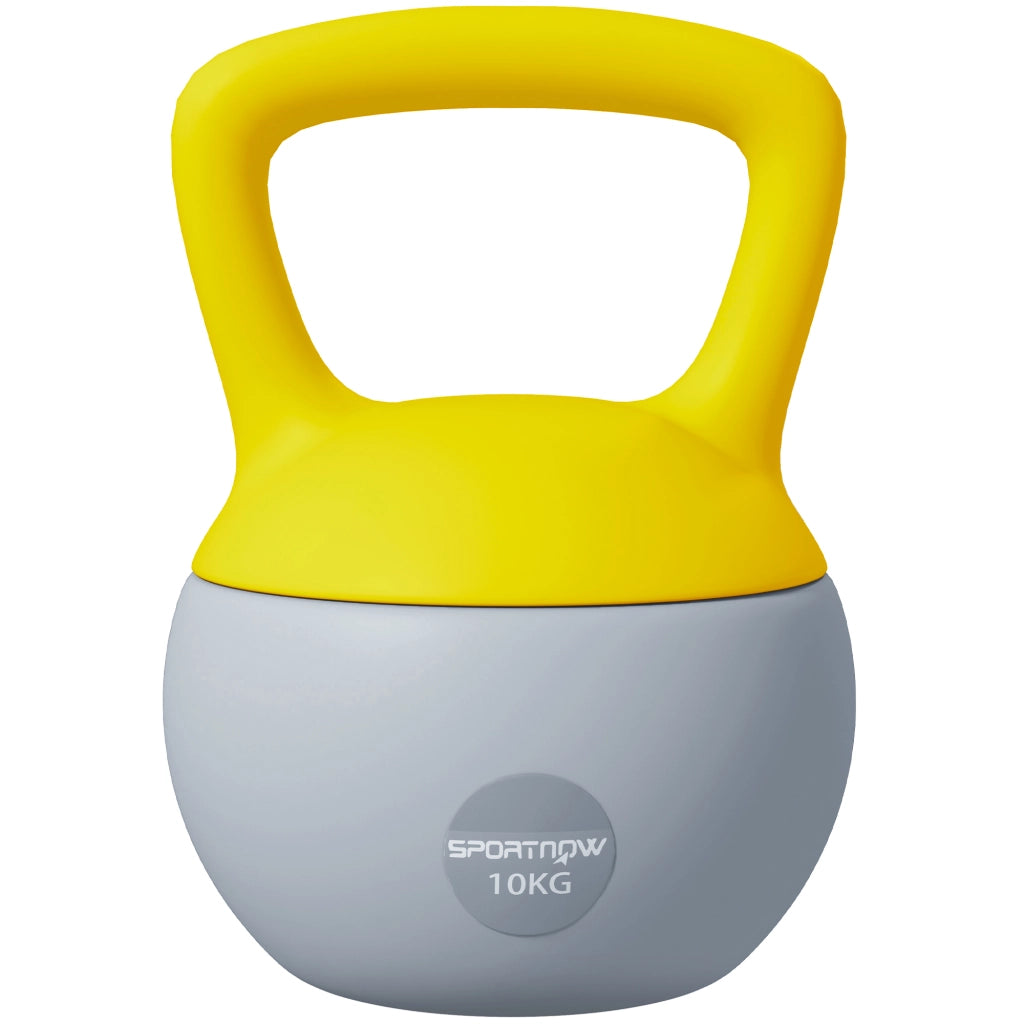 Kettlebell 10kg ¨C Xylo ¨C Impugnatura Antiscivolo Grigio e Giallo