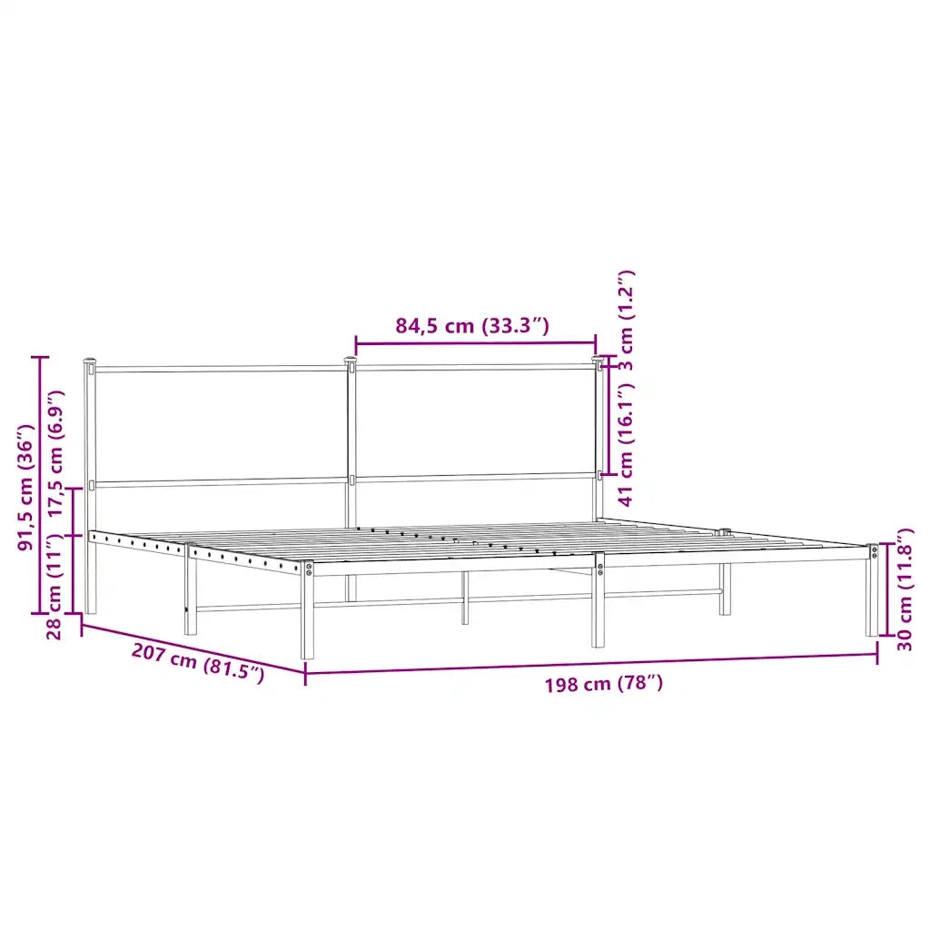 Giroletto senza Materaso in Metallo Rovere Marrone 193x203 cm 4007771