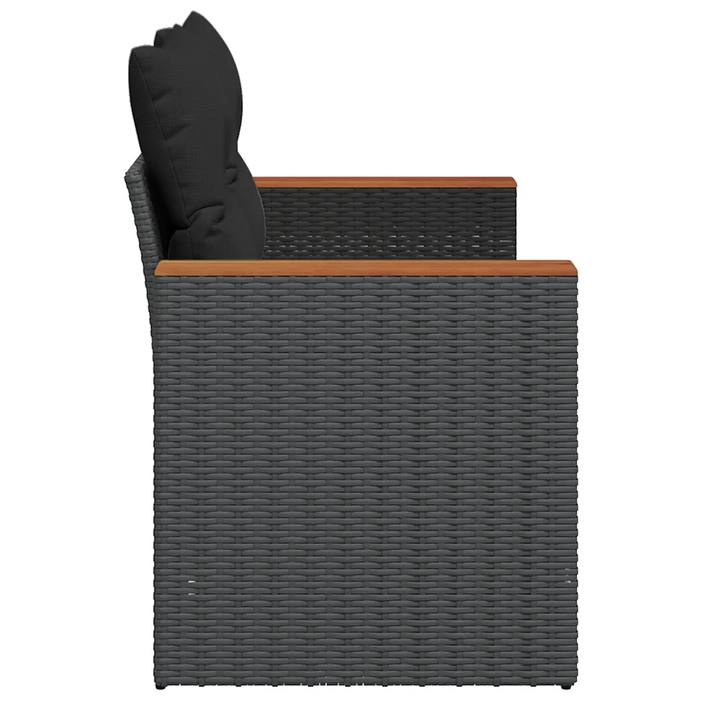 Divano da Giardino con Cuscini a 2 Posti-Sofa da Giardino-Divano da esterno Nero in Polyrattan 175399