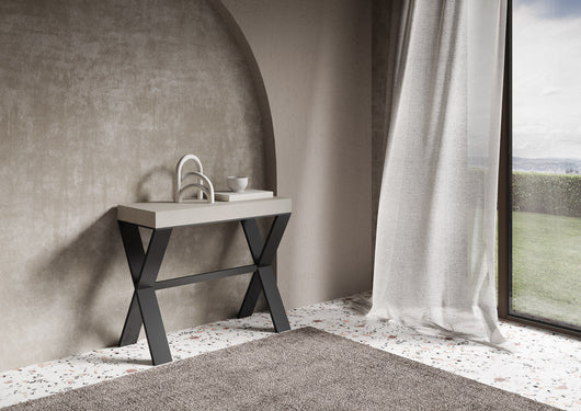 Consolle Allungabile 90-300x40x77 cm Xenia Premium Cashmere Telaio Antracite