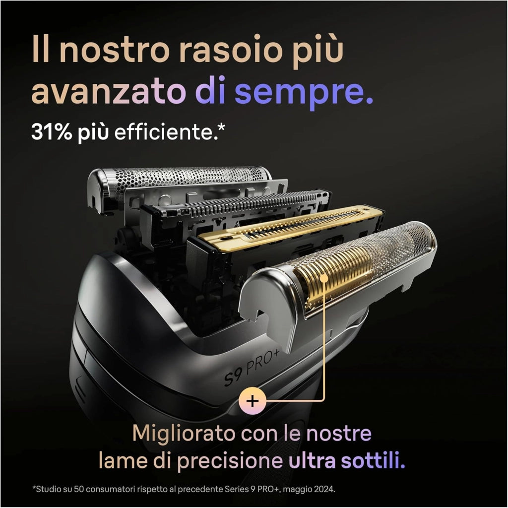 Braun Serie 9 Pro + Rasoio Elettrico Barba, Wet&Dry, 5+1 Lame di Precisione Ultra Sottili, Regolabarba Uomo, Rasoio Barba, 60 Min Utilizzo, Powercase, Base di Ricarica, Regolabarba Braun 9625s Grafite