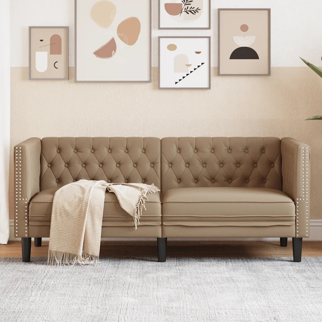 Divano Sedia-Poltrona Chesterfield a 2 Posti Cappuccino in Similpelle