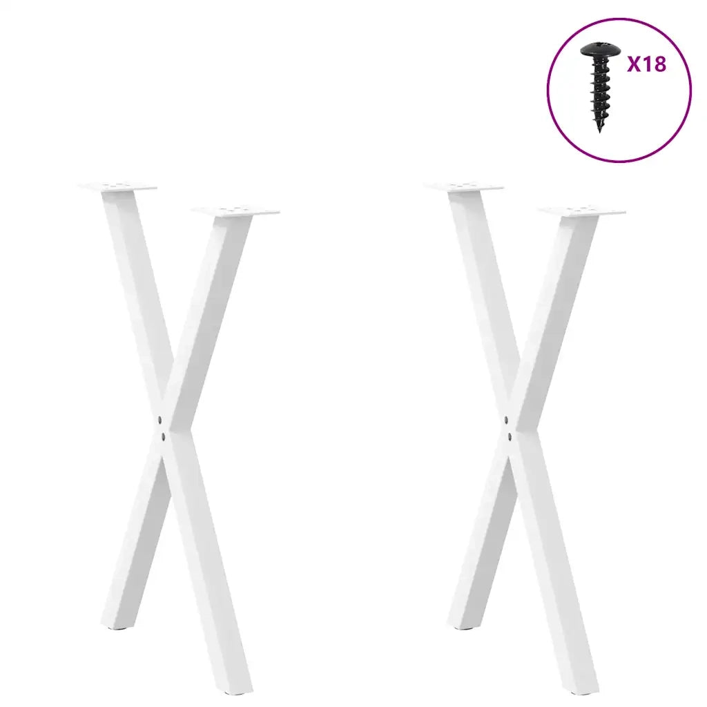 Gambe per tavolo da pranzo a forma di X 2 pz bianche 50x(72-73) cm in acciaio 4012909