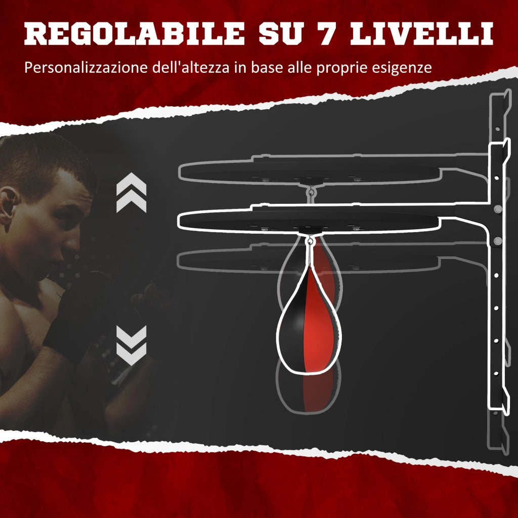 Punching Ball a Muro con Speed Bag ¨C zephmum ¨C Nero e Rosso, Regolabile 7 Altezze, 360¡ã