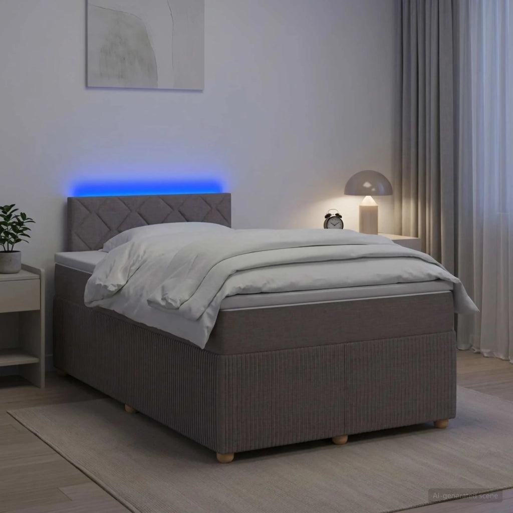 Letto box spring con materasso Tortora 120 x 190 cm Tessuto 3452894