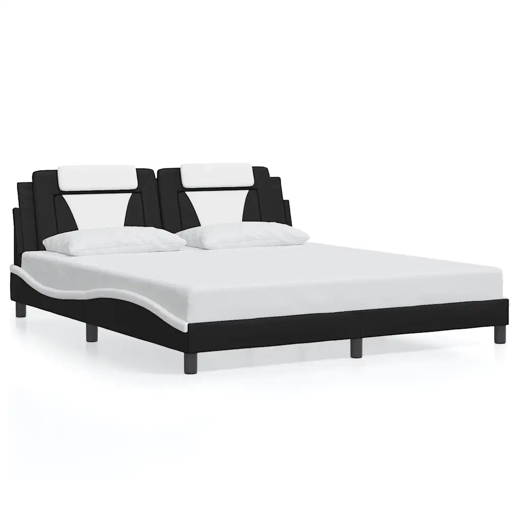 Giroletto Viana senza Materasso Nero e Bianco 180x200 cm in Similpelle 3208115