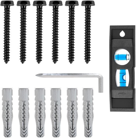 Set di viti per la montaggio della beugola per parete TV su parete in legno o cemento, inclusi chiodi Fischer e viti M8 di alta qualità, MD5753-03